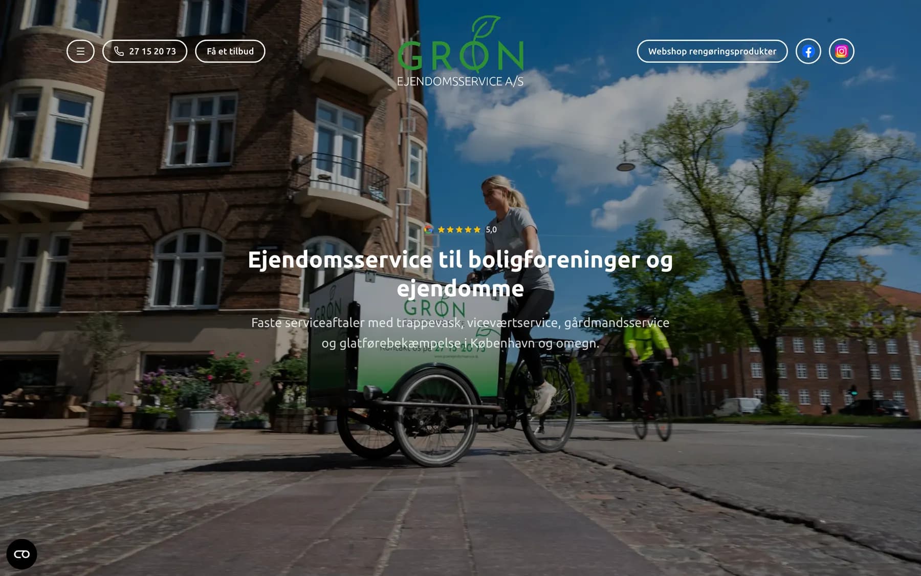 Grøn Ejendomsservice A/S — Skærmbillede fra det live site